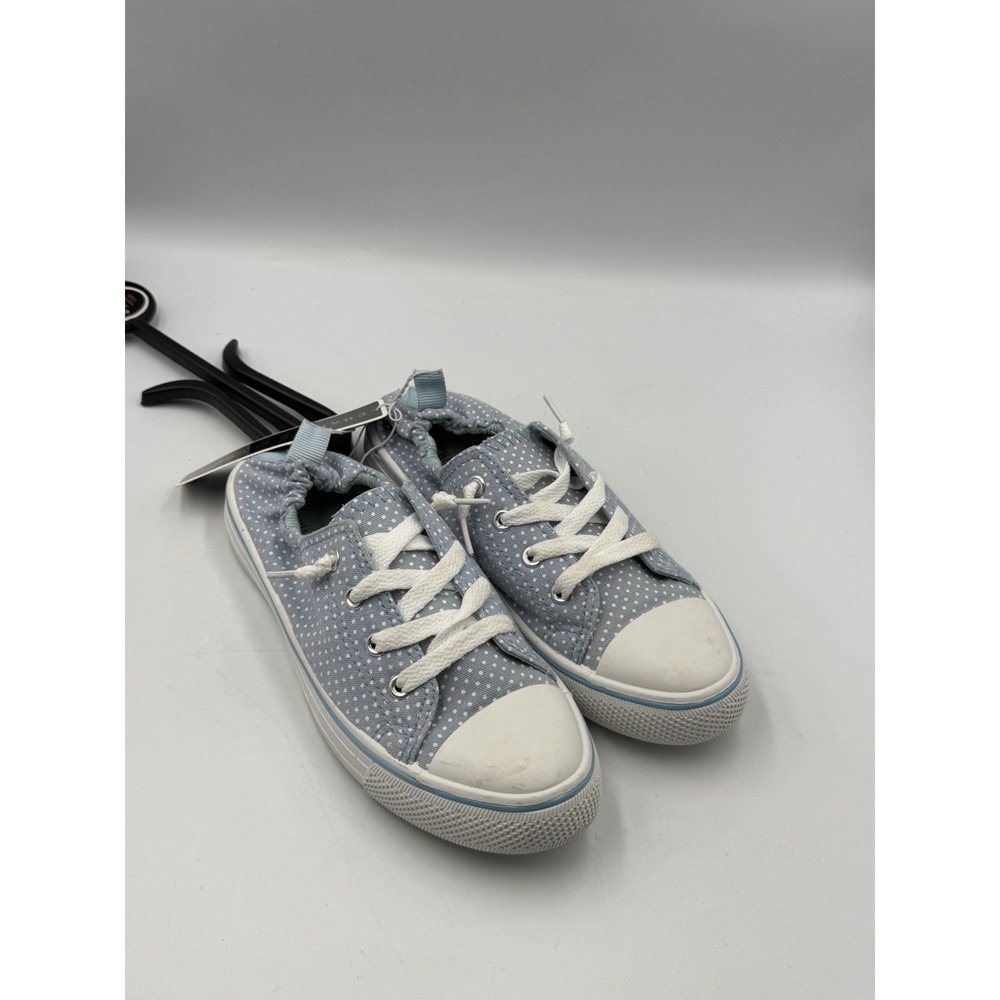 Charles Albert Womens 6 Blue White Polka Dot Canvas Lace Up Sneakers